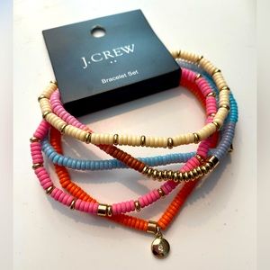 NWT J. Crew Bracelets Multi Summer Color Set Gold Pink Blue Orange Beads